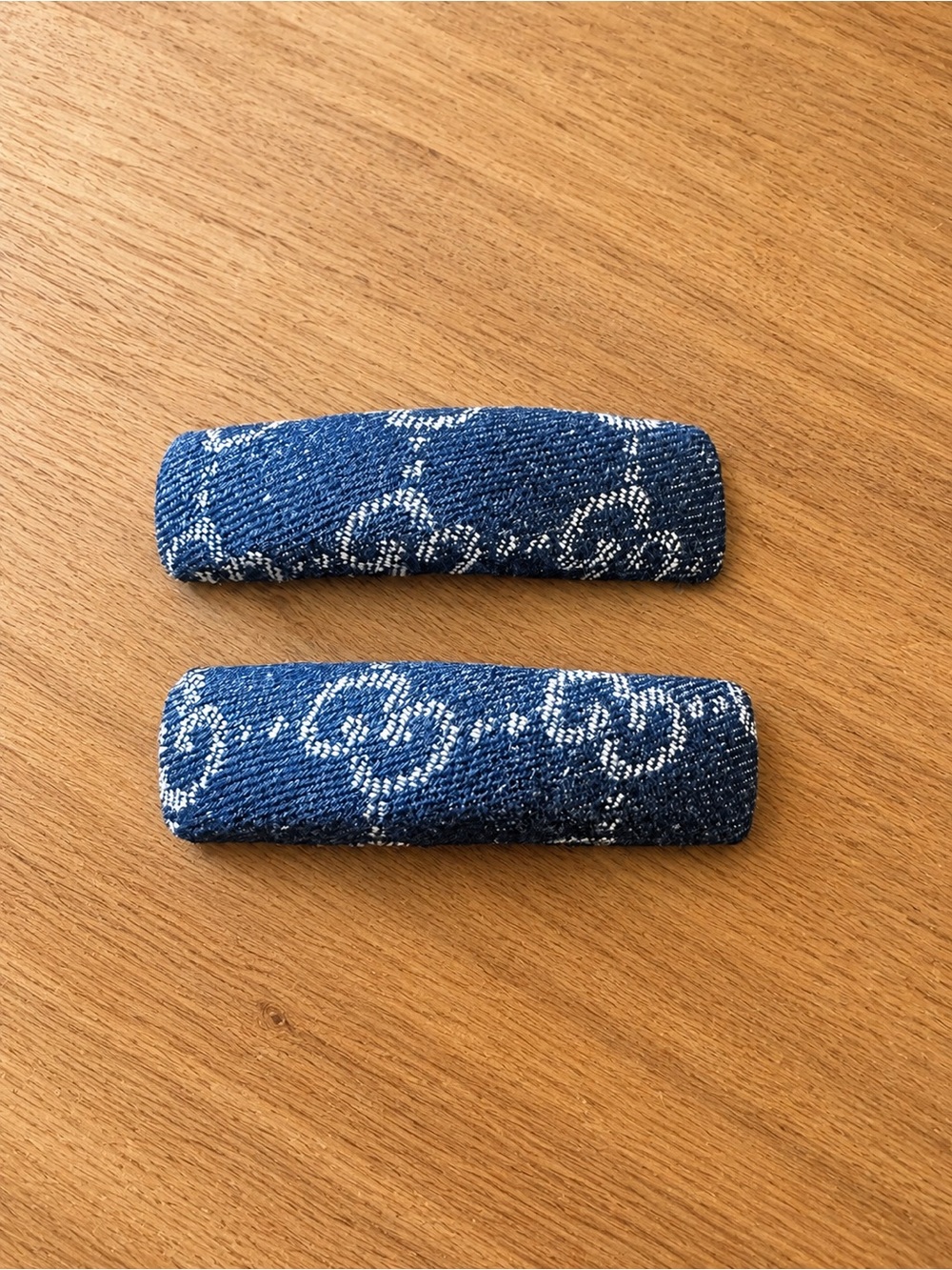 GG Denim Patterned Hair Clips - Blue
